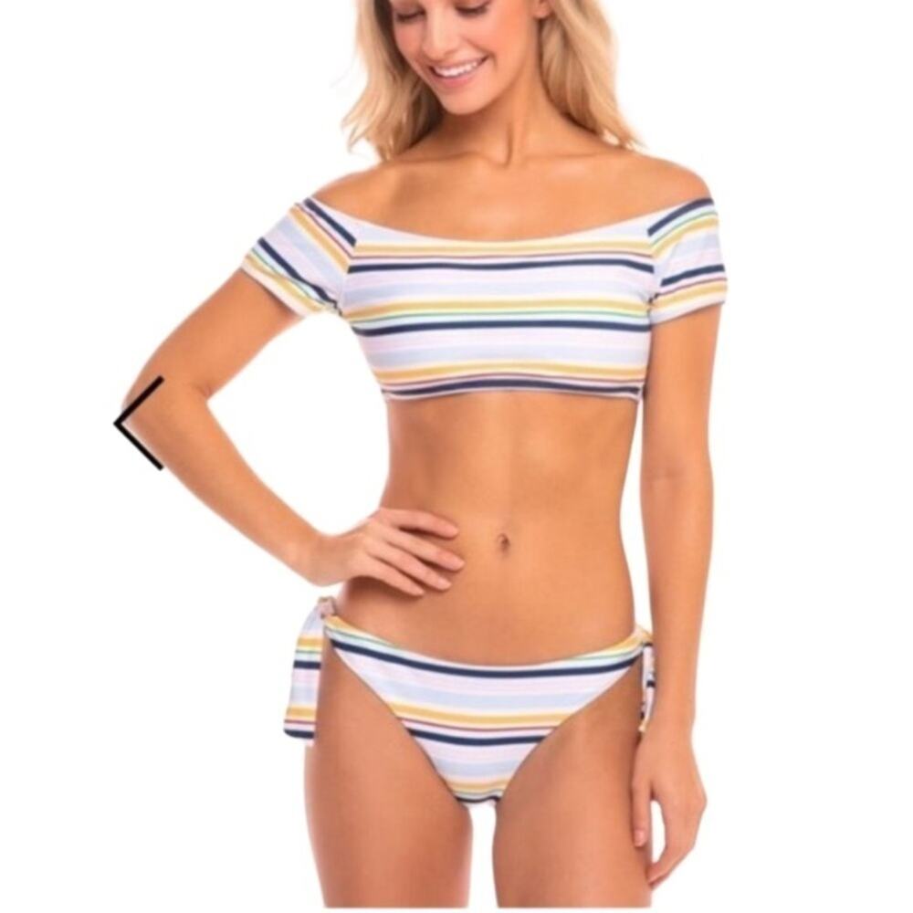 Cabana Del Sol Swimsuit Stripe Bikini Size L NWOT